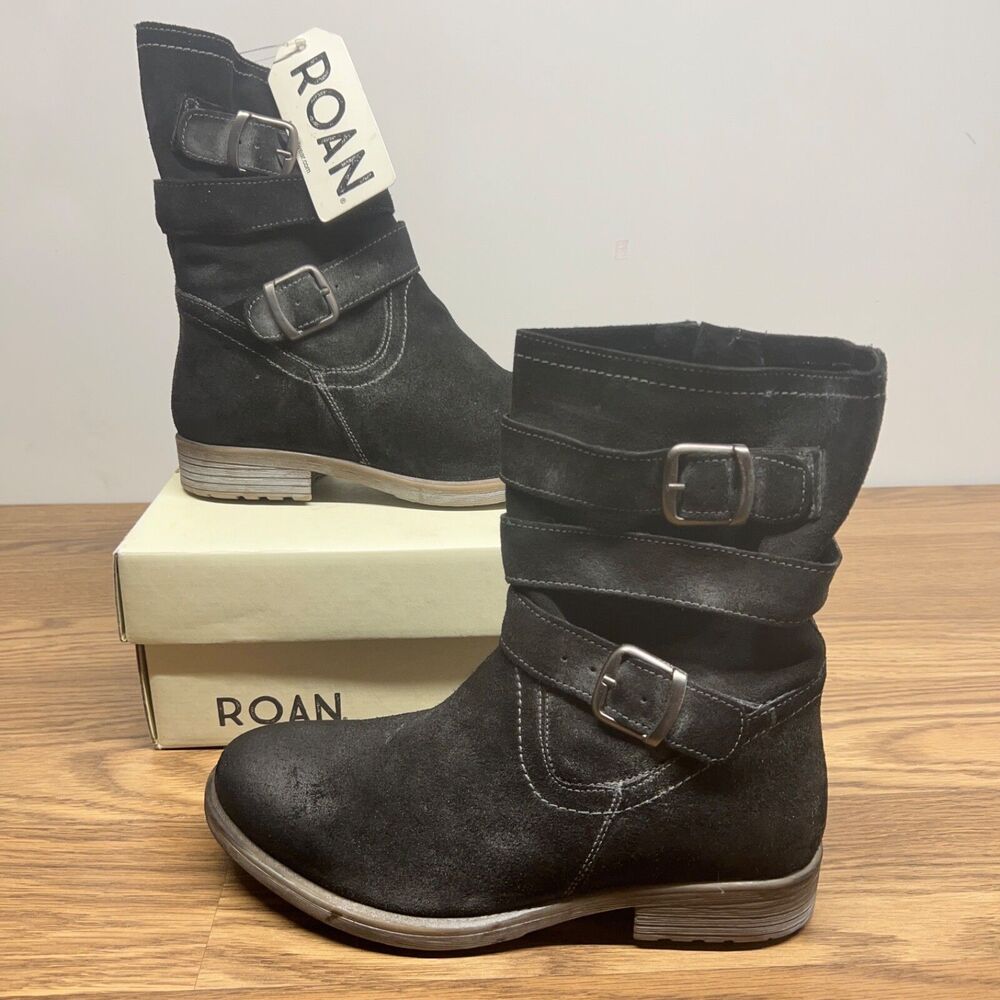 Bed Stu Womens Boots 8.5 Black Roan Lola Slouchy Distressed burnished‎ Moto NWB